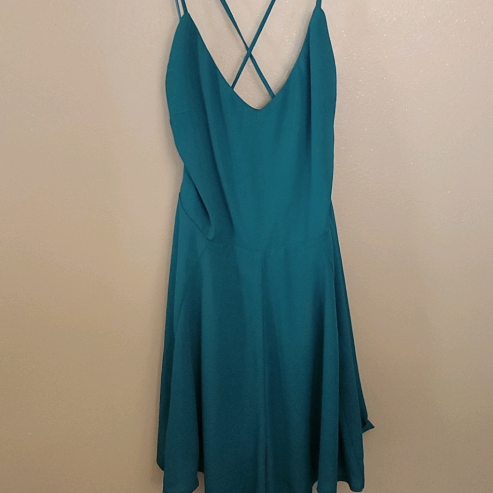 Teal shorts romper